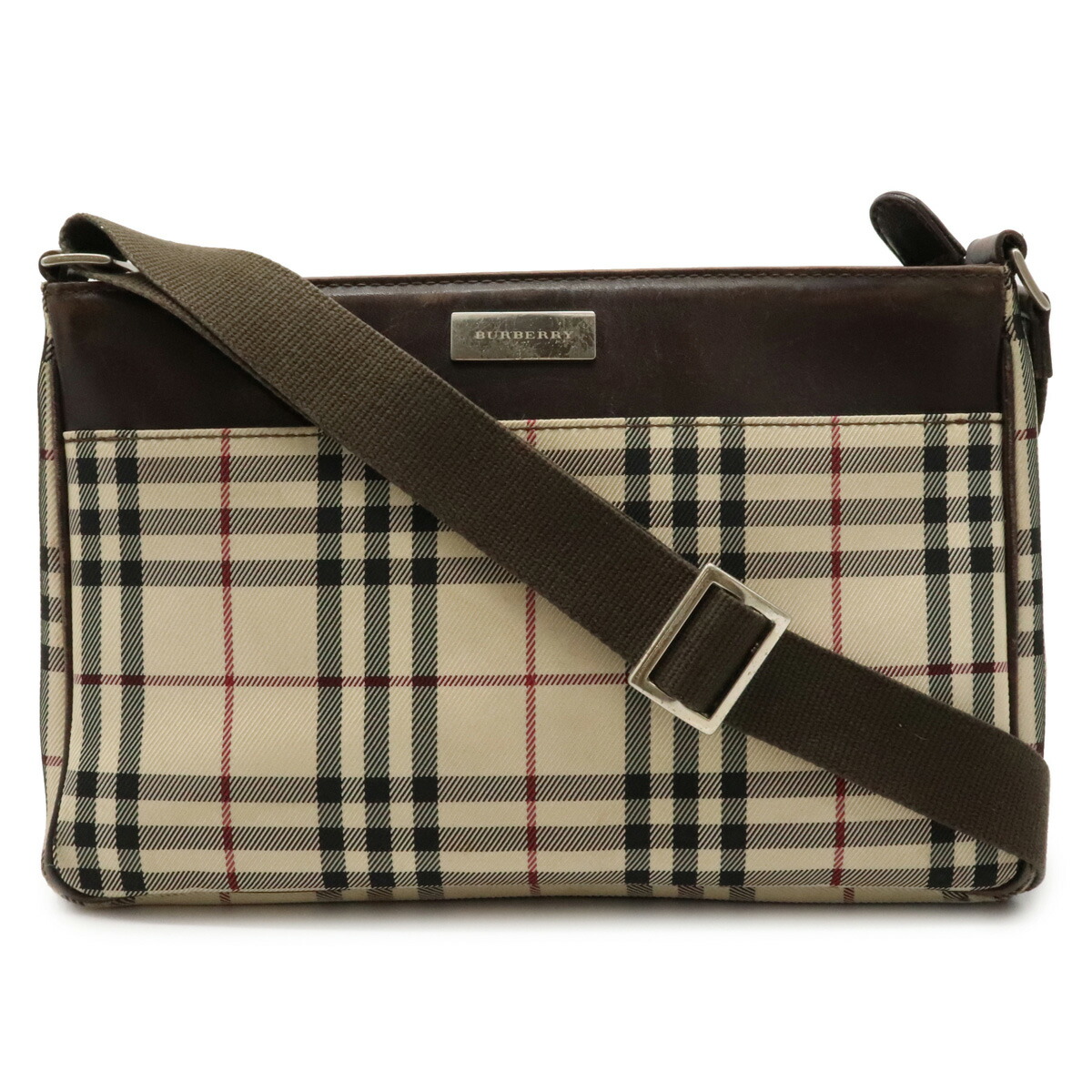 BURBERRYバーバリーノバチェック ツイード×パテントレザーショルダーバッグ