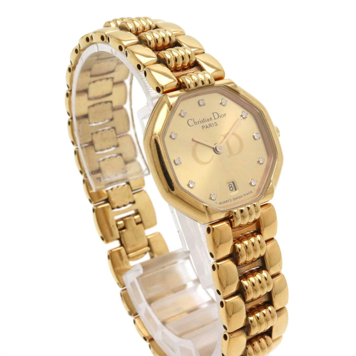 極美品】Christian Dior ローマン電池新品時計 ゴールド