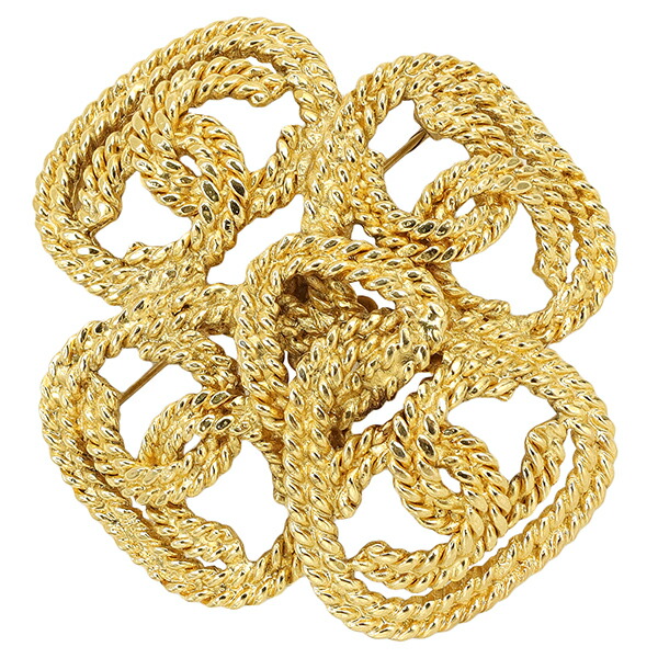 シャネル クローバーモチーフ ピンブローチ ブローチ GP ゴールド