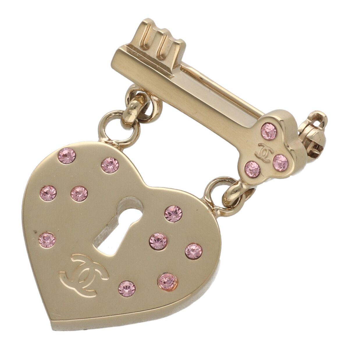 CHANEL シャネルカメリアココマークチェックブローチピンク