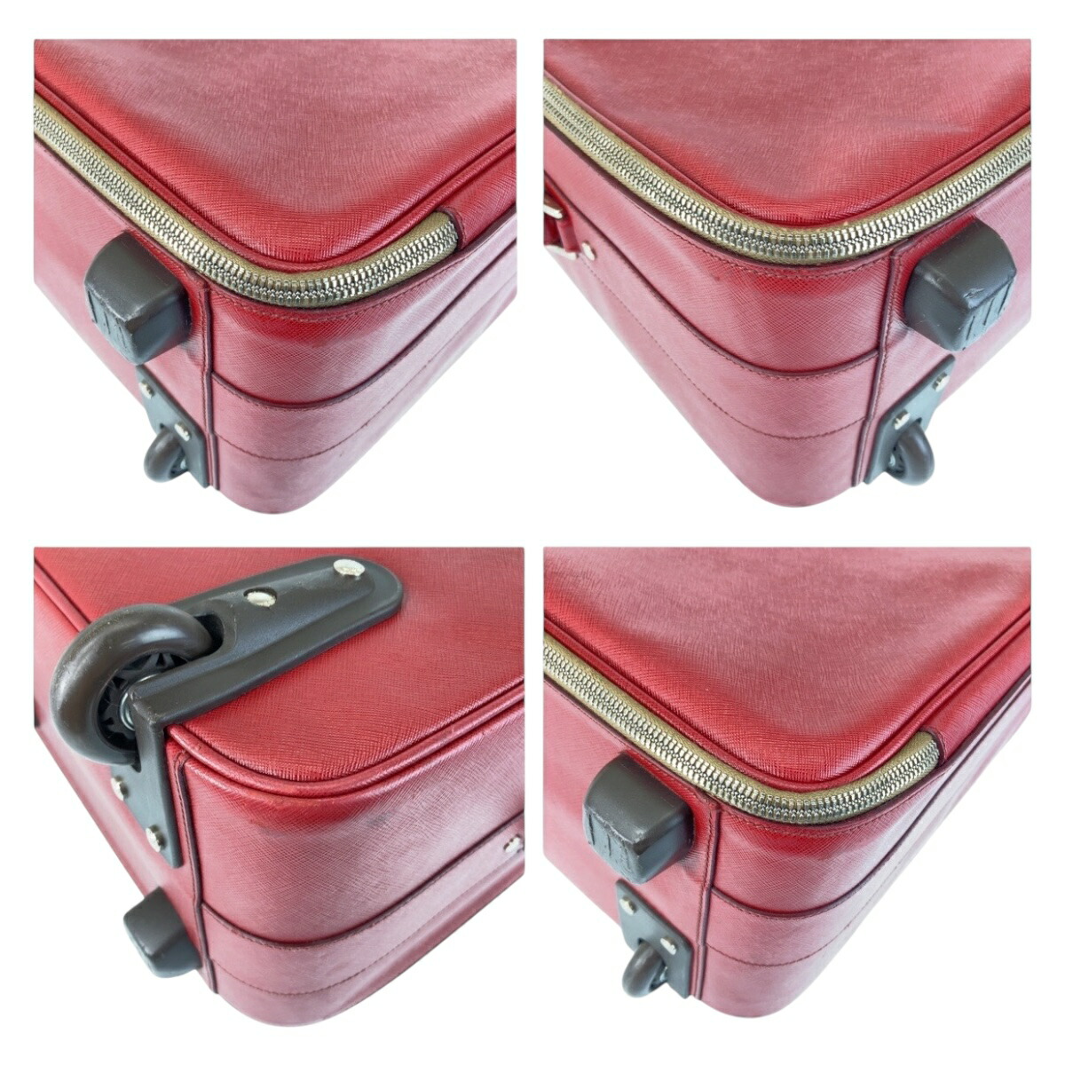 楽天市場】PRADA プラダ サフィアーノ 三角ロゴプレート レッド