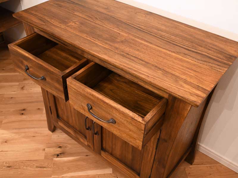 英国アンティークチーク古木サイドボード/木製キャビネット/チェスト