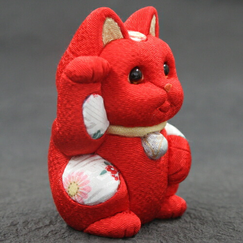 柿沼東光作 江戸木目込み人形 招き猫 (中) TOKYO(白) 柿沼人形 風水