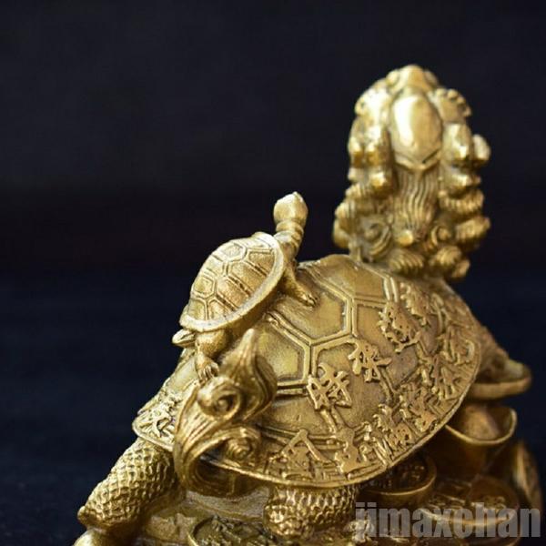 楽天市場】新生活 気楽 風水 龍亀 ロングイ 置物 銅 ブロンズ ゴールド