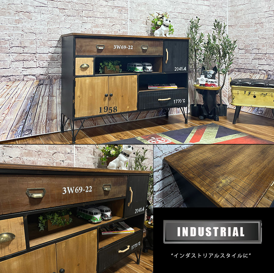 楽天市場】キャビネット おしゃれ ヴィンテージ風 インダストリアル