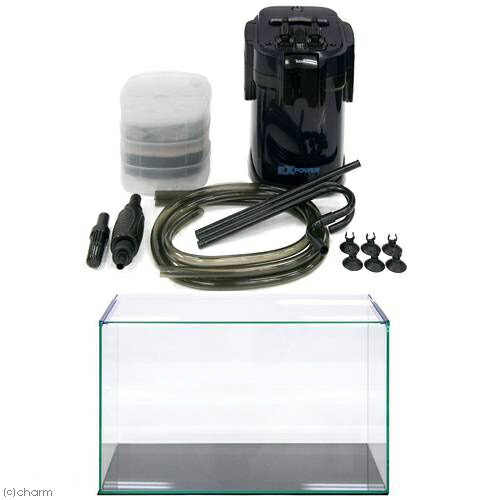 アクアリウム引退セット ガラス水槽と外部フィルターとライト