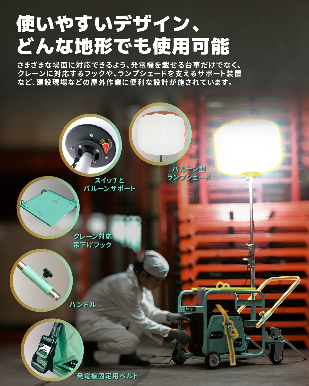 楽天市場】【防災応援！新発売～】バルーン投光器 発電機用投光器 発電