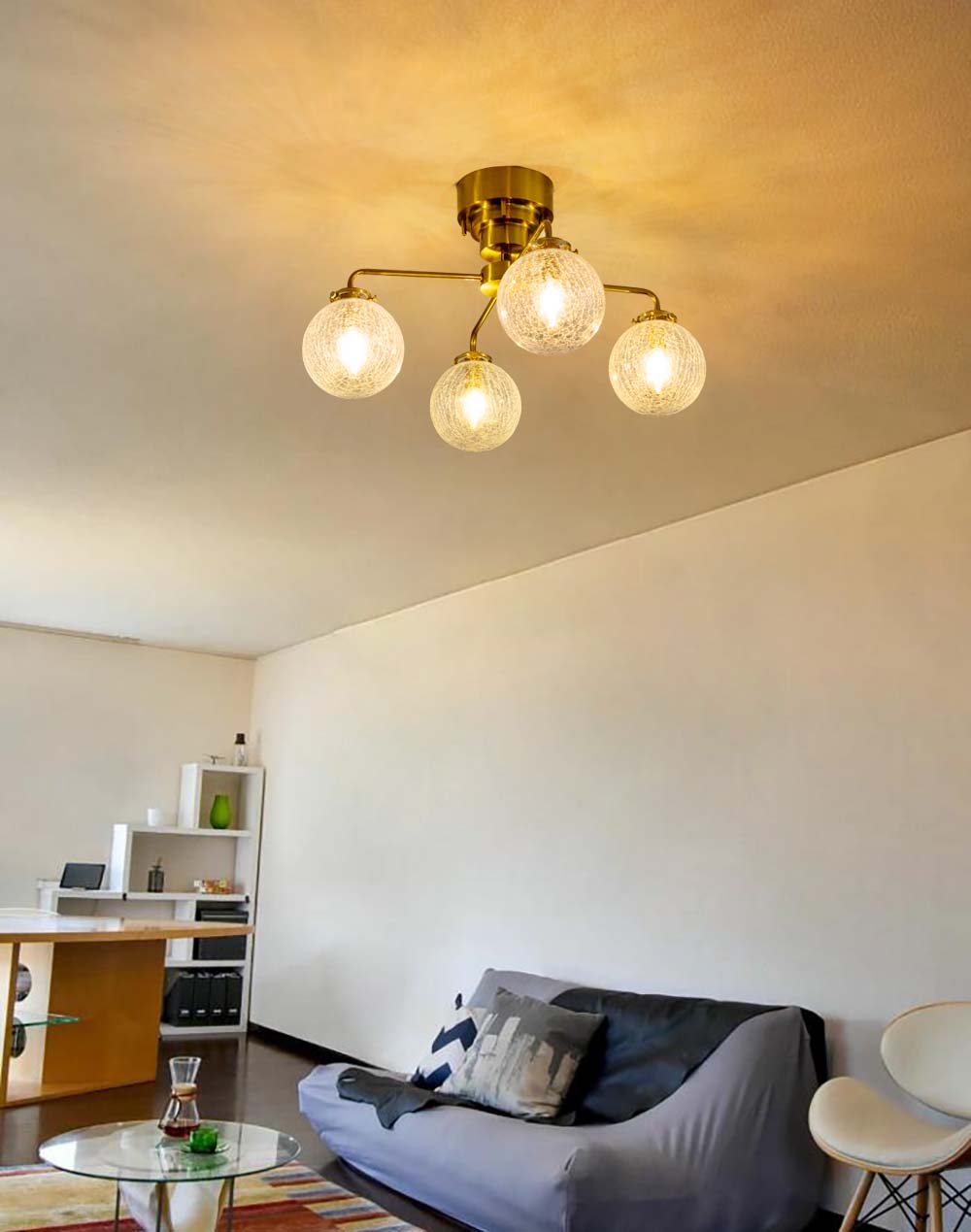 楽天市場】シーリングライト 4灯 送料無料 真鍮 ガラス おしゃれ 北欧