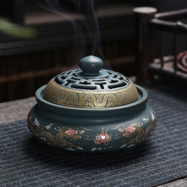 楽天市場】香炉 双竜 蓋付 中国製 : 中華の扉
