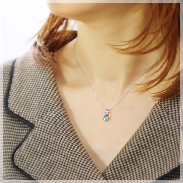 宝石ルース 『限定品！ネコちゃんネックレス！』天然ブルートパーズ