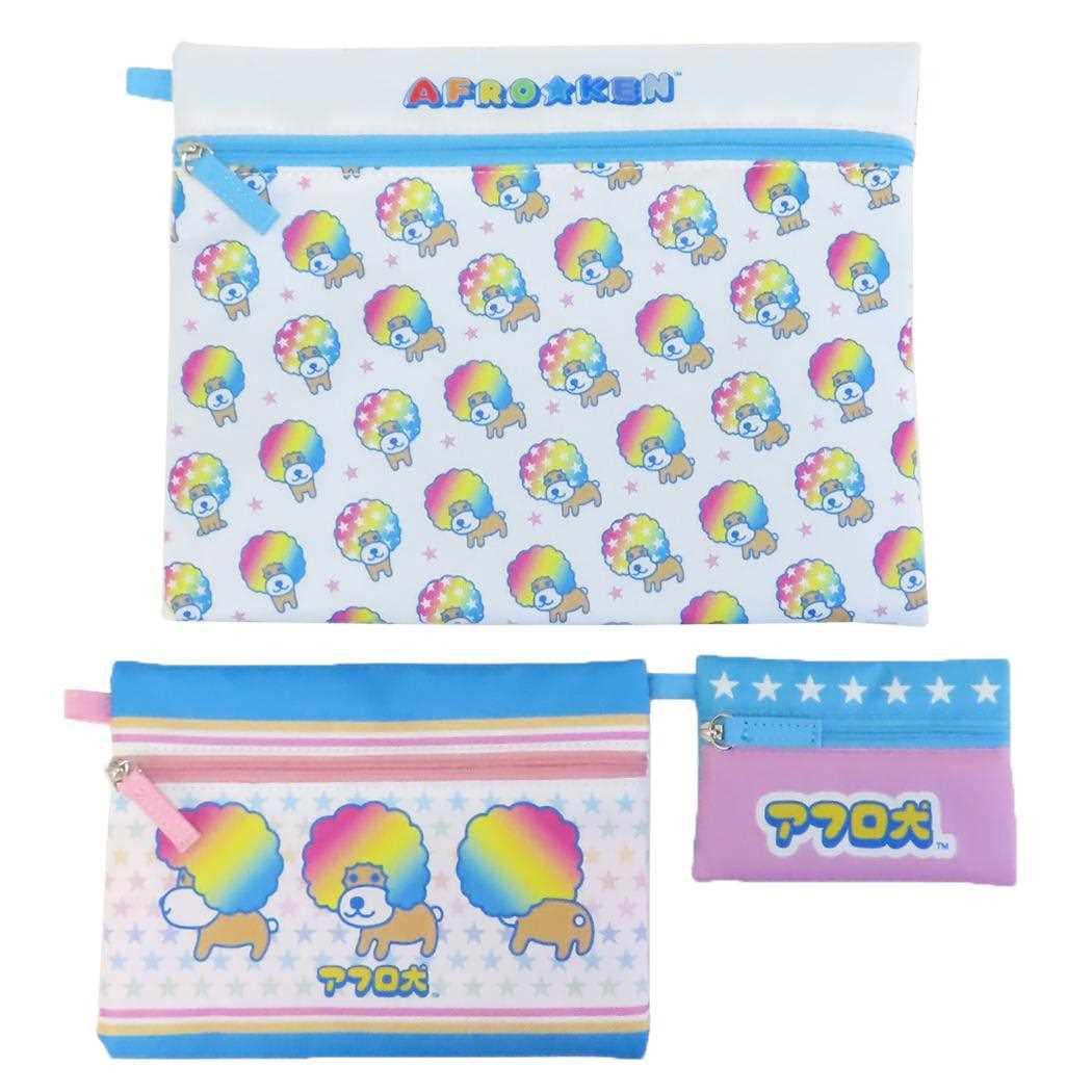 楽天市場】【ポイント10倍 & クーポン！】アフロ犬 平ポーチ大中小3点