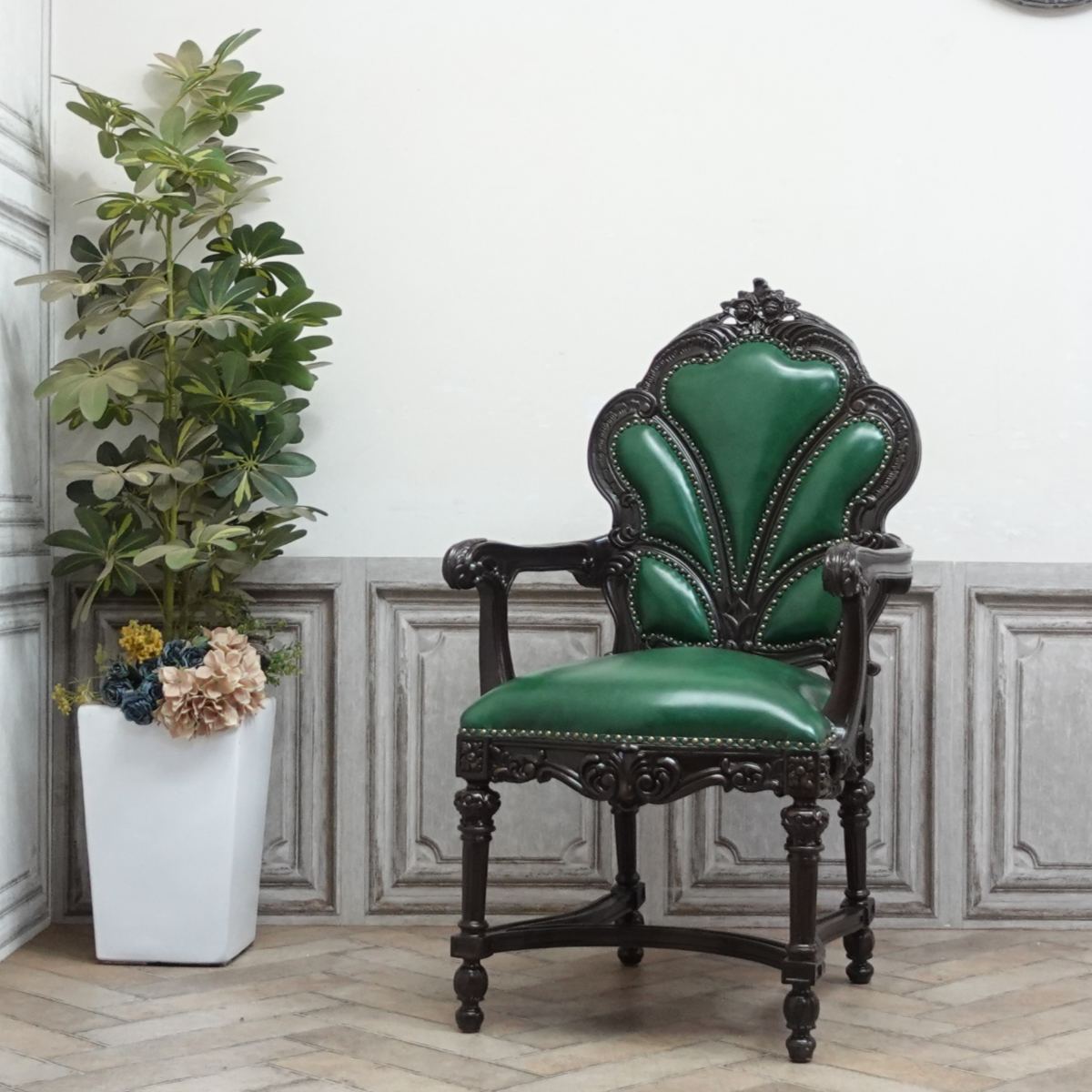 楽天市場】輸入家具 アームチェア アンティーク ダイニングチェア