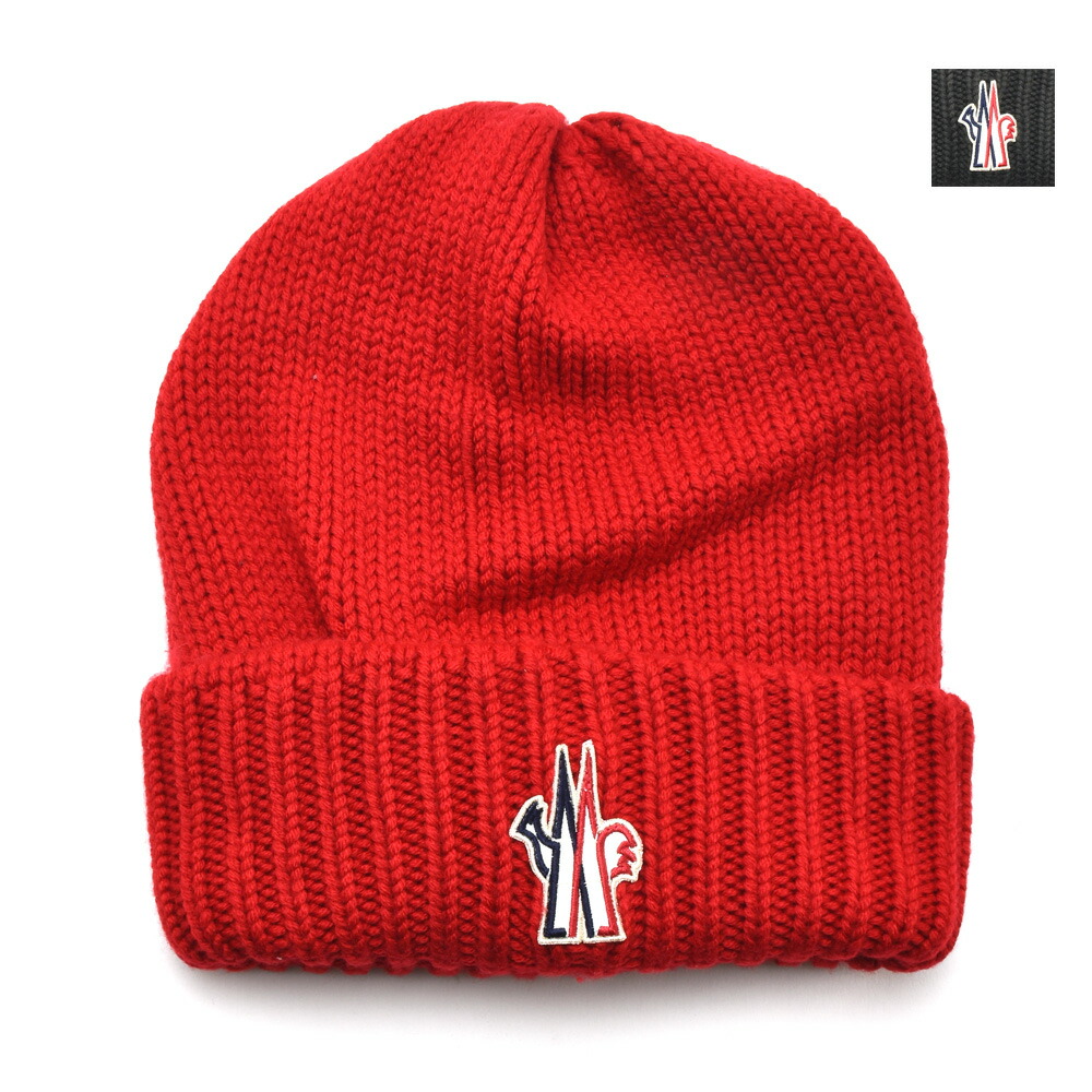 MONCLER ニット帽 赤・白・紺 編み込み MONCLER ニット帽 赤・白・紺