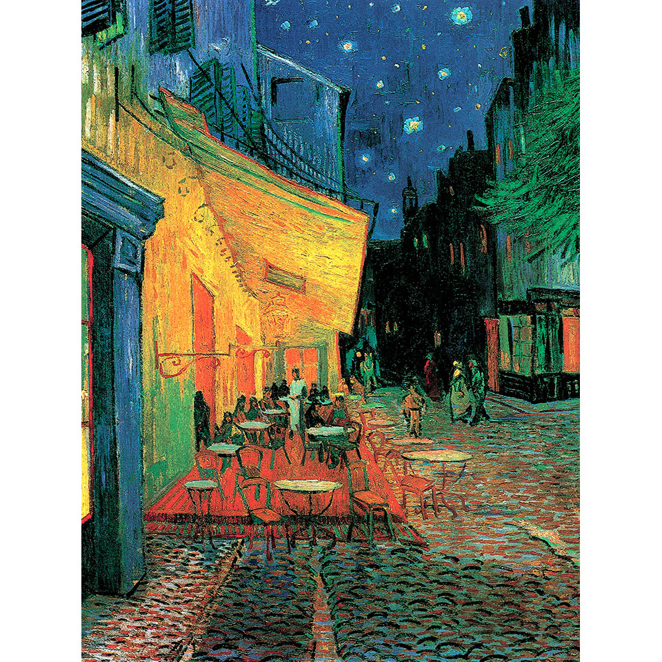 ゴッホ展 複製絵画 2個セット 夜のカフェテラス 青い花瓶の花 プリハード