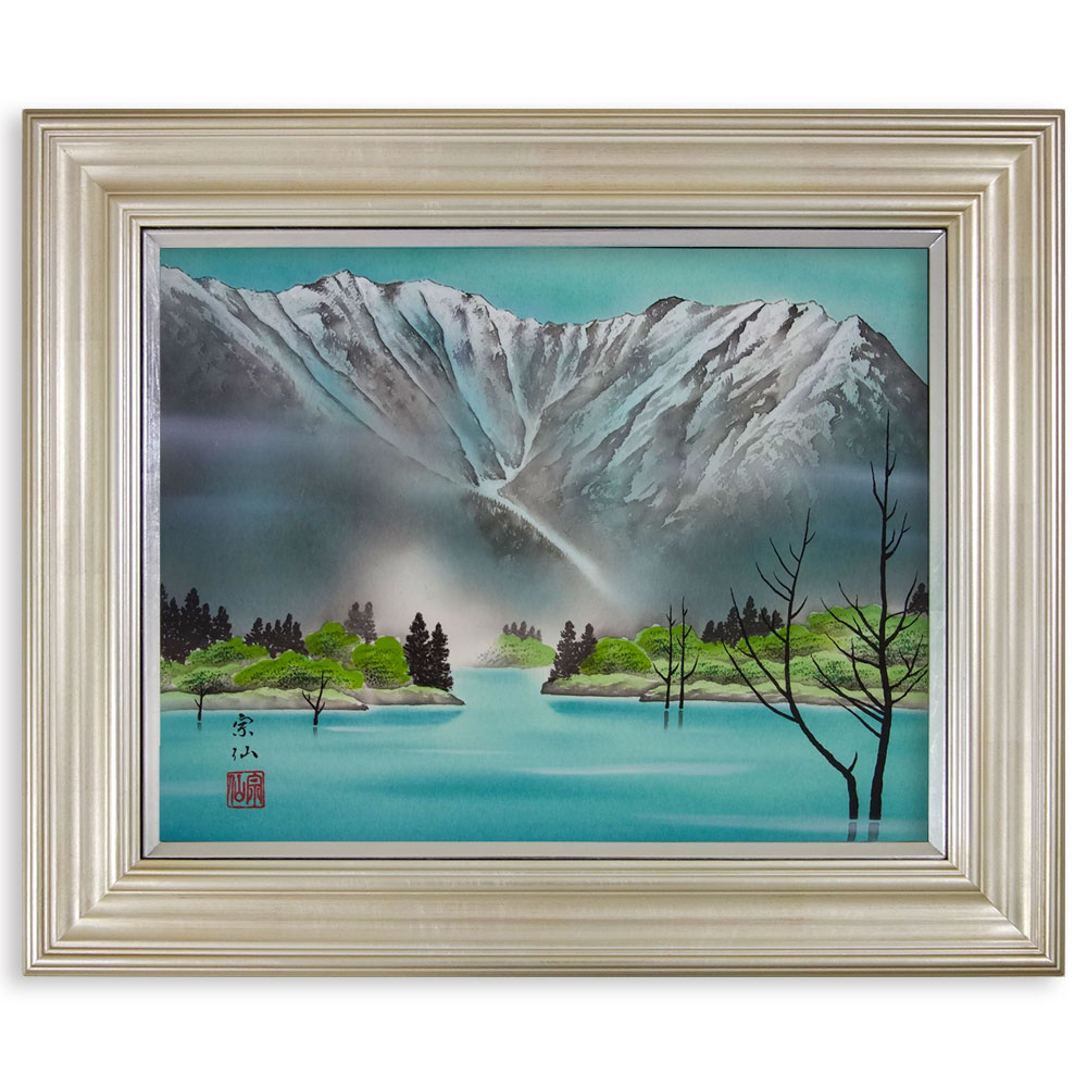 リー、ウーハン、絵画、岩彩、4F、From.line、新品額縁、肉筆、難波田