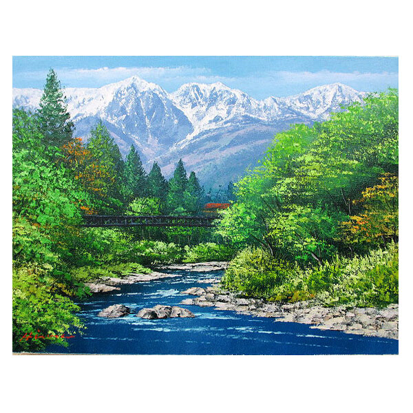 ☆絵画 沢健 『信濃の民家』油彩 F10号☆検)額付き 風景画 真筆証明