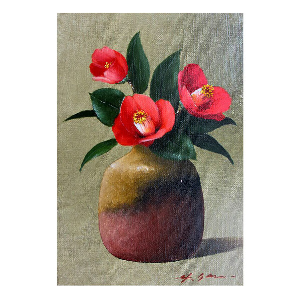 真作】絵画 油彩SM 力強き花束 厚塗り表現 モダン静物画 X169 真作