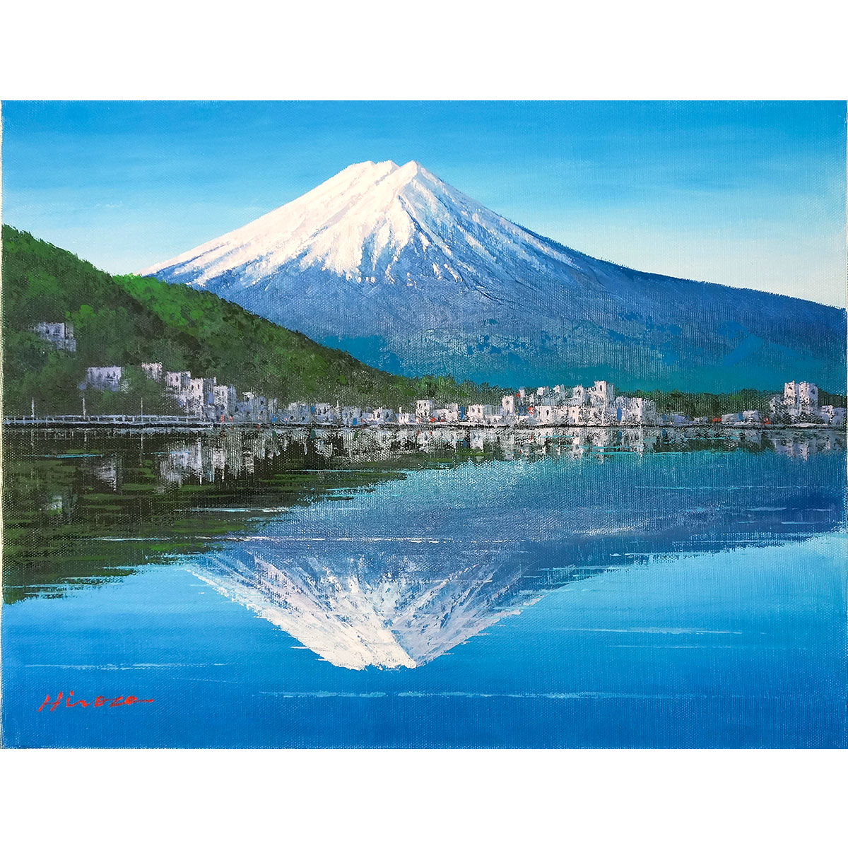 真作】 二口正和 「 サン・クルー公園 」 油彩F8号 富山出身 BJ236 真作】