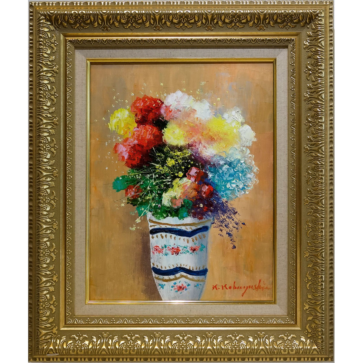 GINZA絵画館】送料無料！ 実力作家・小林幸三 油絵6号「バラ