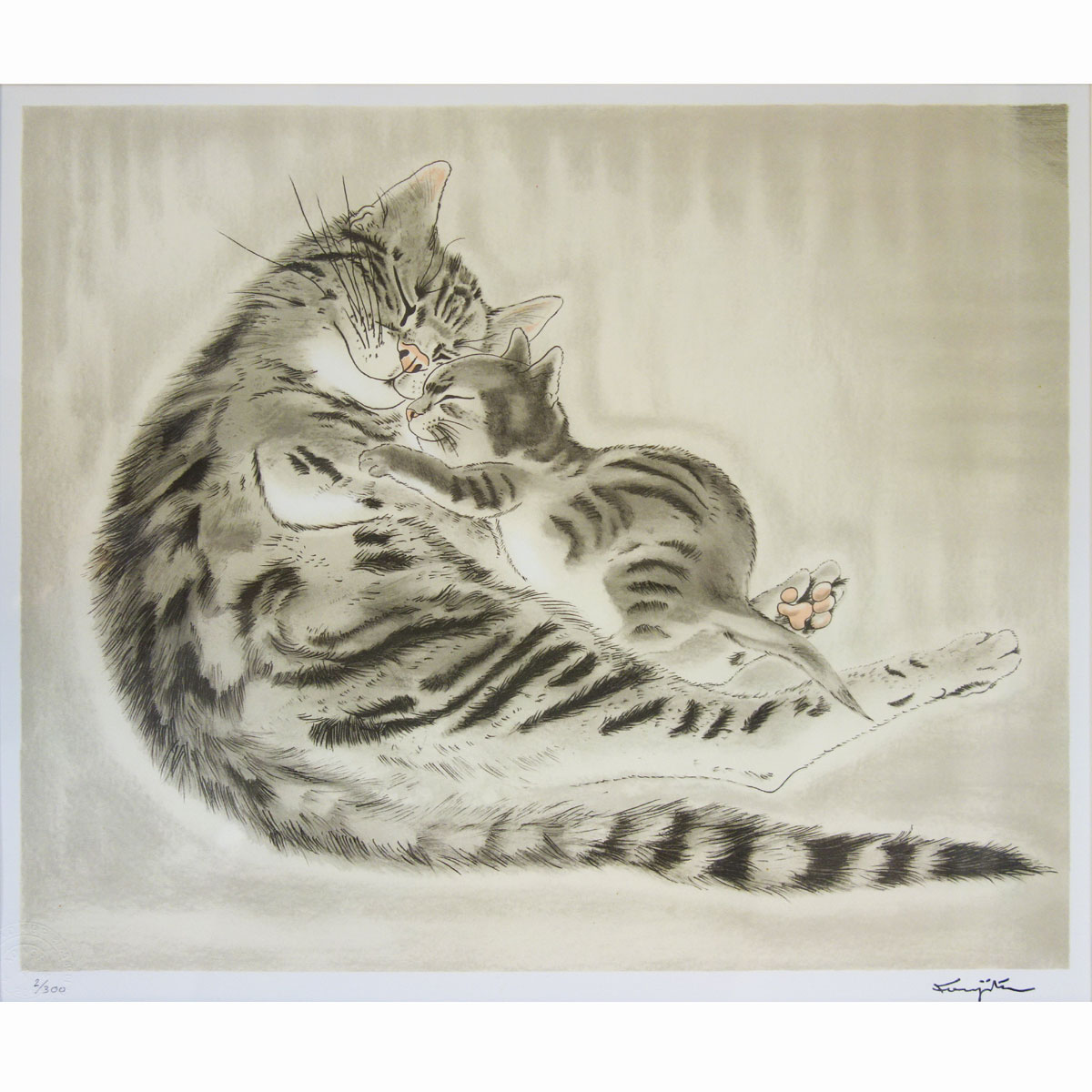 藤田嗣治 エスタンプリトグラフ 猫の本より「メッサリーナ」 150部限定