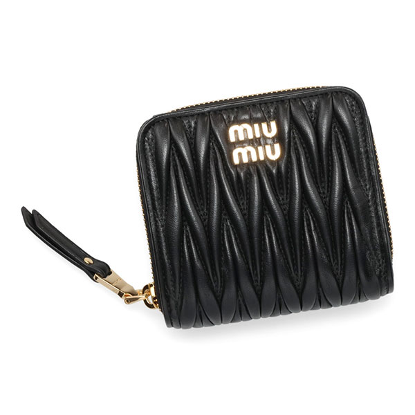 miumiu 財布 黒 ミュウミュウ 三つ折り財布 マテラッセ ミニ財布