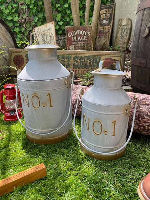 本日まで！ミルク缶 大中 ガーデニング インテリア 2個セット