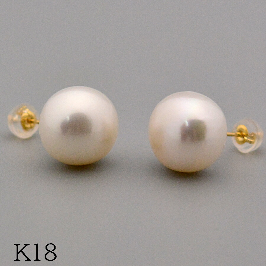 楽天市場】バロックパールスタッドピアス K18イエローゴールド 淡水