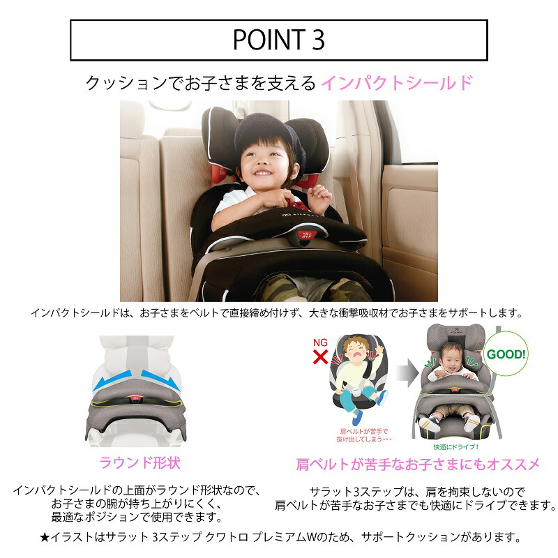 美品 エールべべ ジュニアシート サラット 3ステップクワトロST 赤