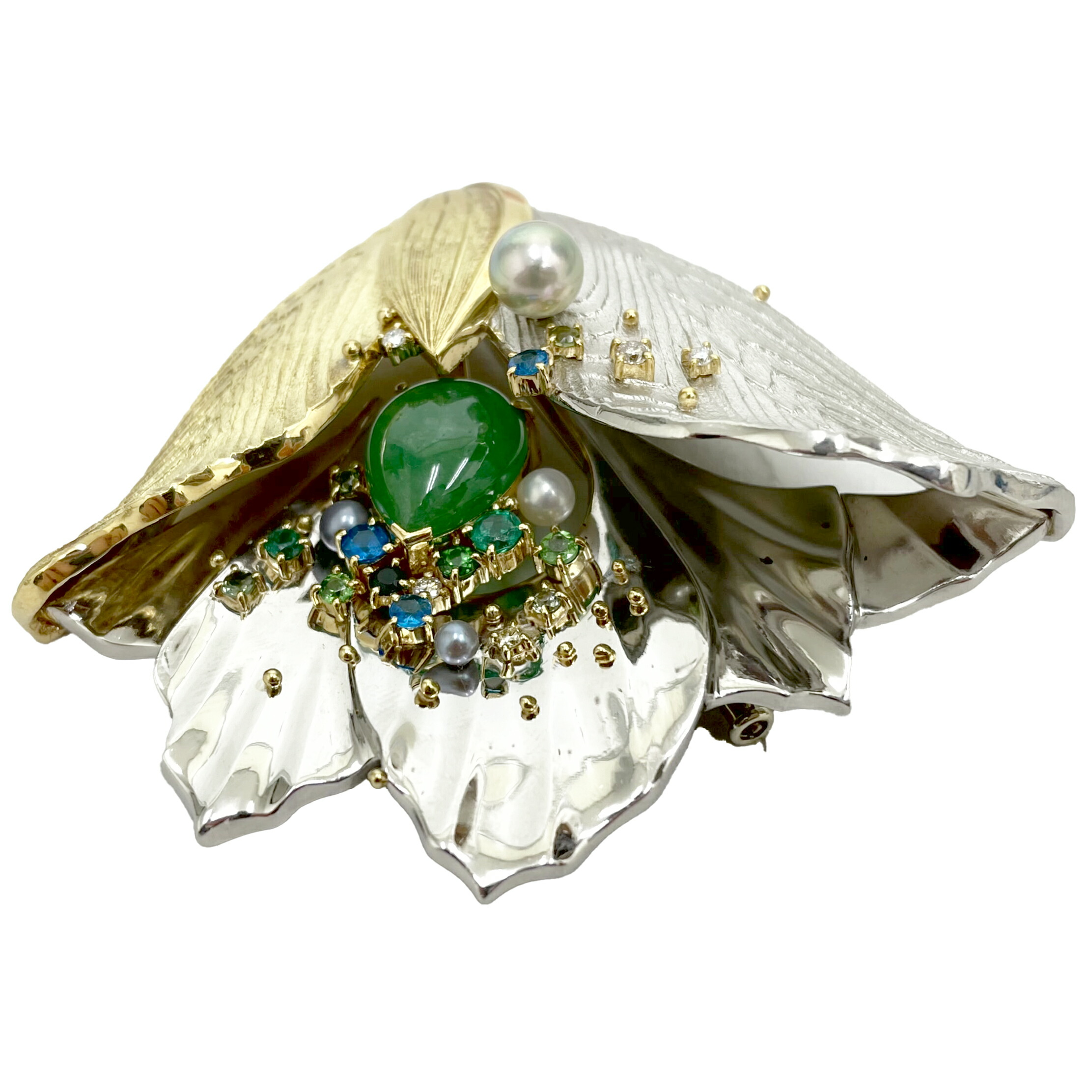 楽天市場】福原佐智 デザインブローチ フラワーモチーフ PT900 K18