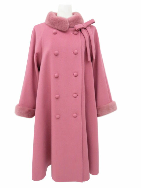 美品✨Rene 2020 アンゴラ混ロングチェスターコート 34 ピンクベージュ