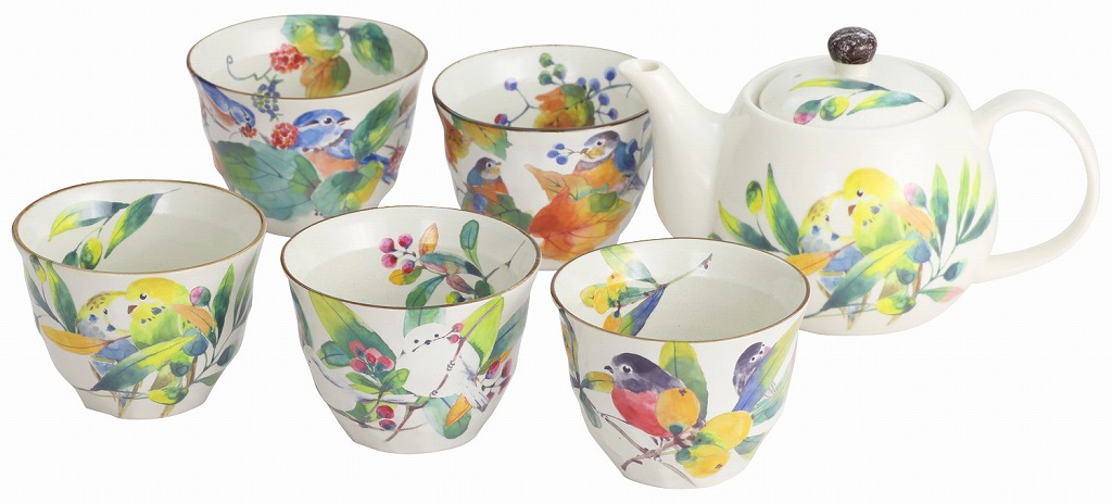裏千家の茶器 陶器 ピンク 小鳥さん柄 裏千家の茶器 陶器 ピンク 小鳥