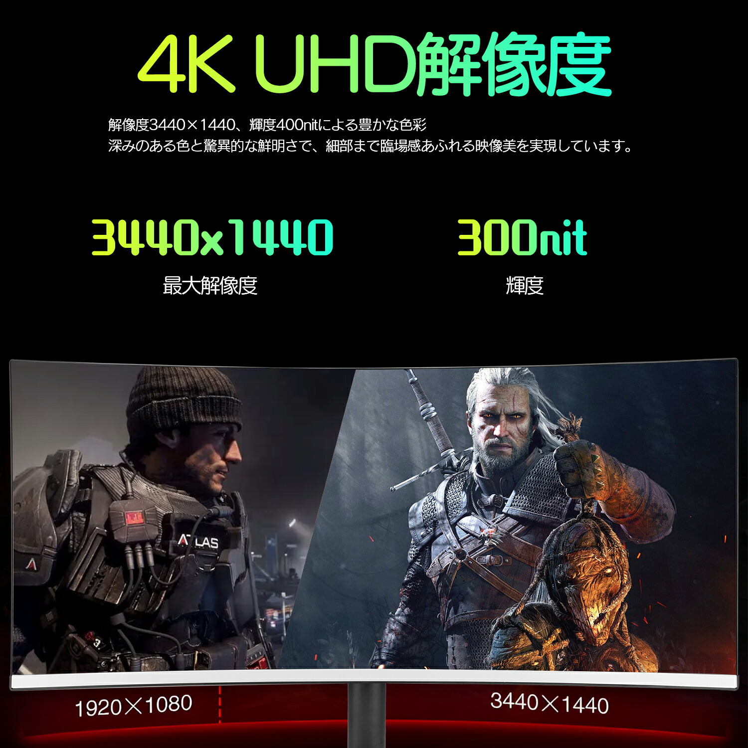 楽天市場】新品 ゲーミングモニター 34インチ 曲面 ウルトラワイド 21