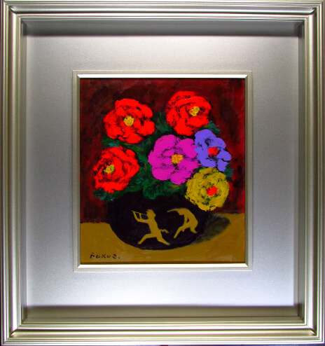 楽天市場】福沢一郎 花 色紙に油彩3号 : ギャラリーダッドアート