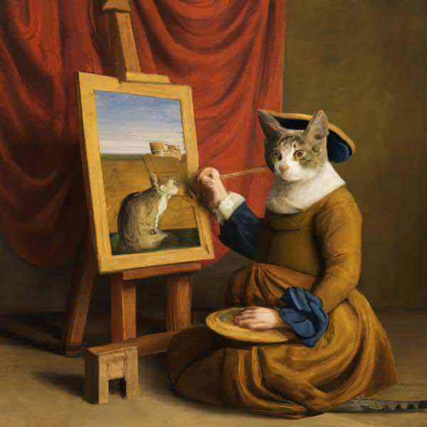 楽天市場】猫アート AIアートポスター 「フェルメール風の猫」 ねこ
