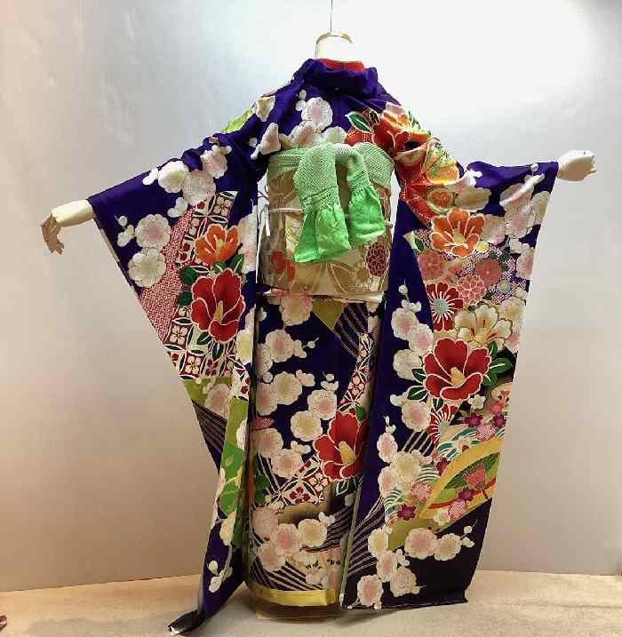 楽天市場】【送料無料】振袖 お仕立て付き 正絹 手描京友禅 茄子紺色