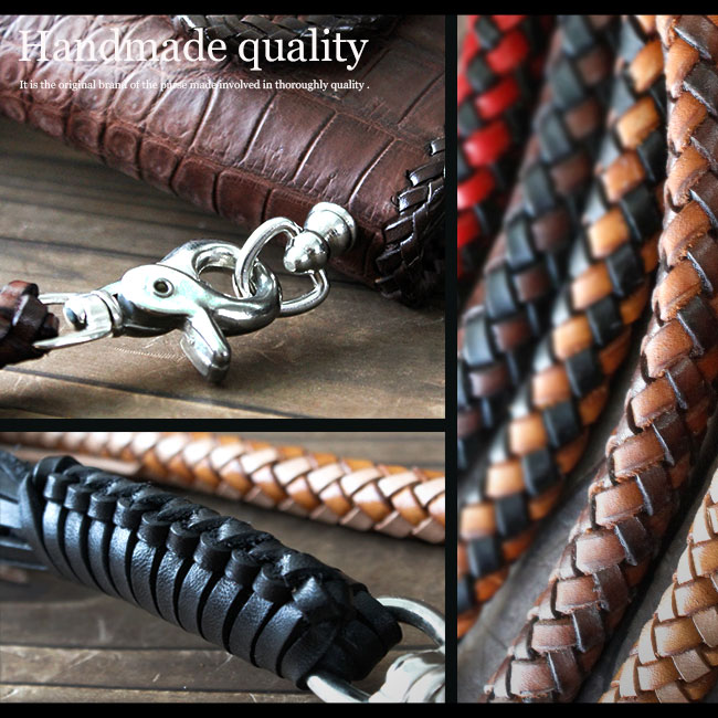 楽天市場】本革 8本編み サドルレザー ウォレットロープ＆サドルレザー