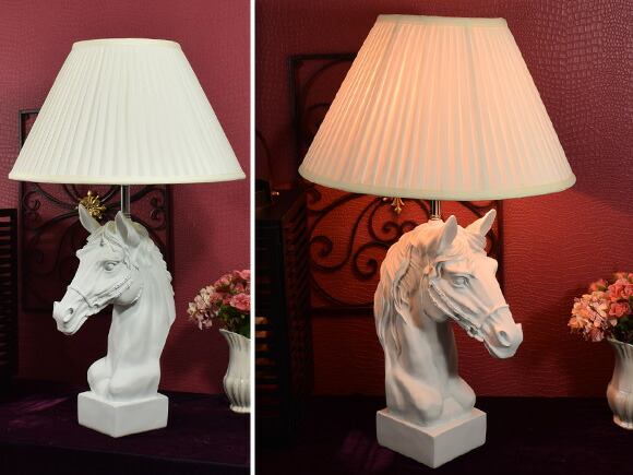 楽天市場】ホワイトホースヘッド 白い馬の頭のテーブルランプ ホワイト
