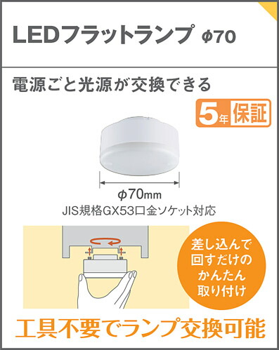 楽天市場】LLD4000LCE1 LEDフラットランプ φ70 ( 口金GX53-1 ) 【電球