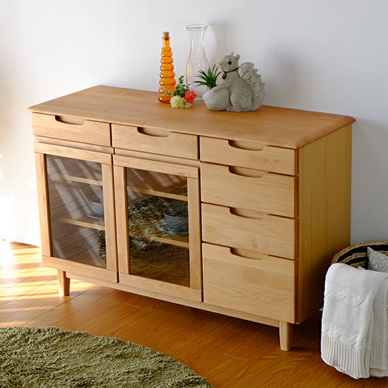 楽天市場】サイドボード 食器棚 ガラス戸 チェスト リビング収納 北欧