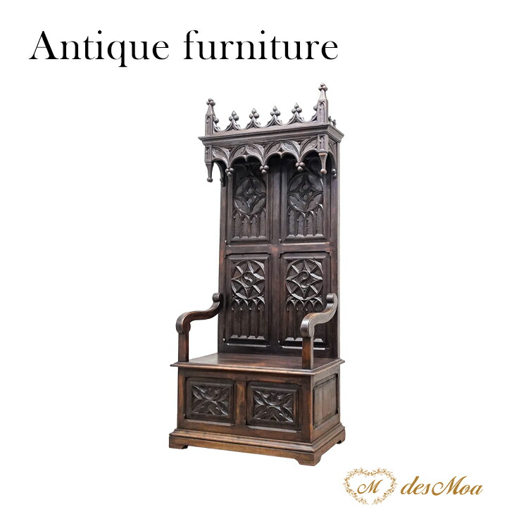 楽天市場】アンティーク家具 ベンチ ゴシックスタイル 玉座 王様の椅子