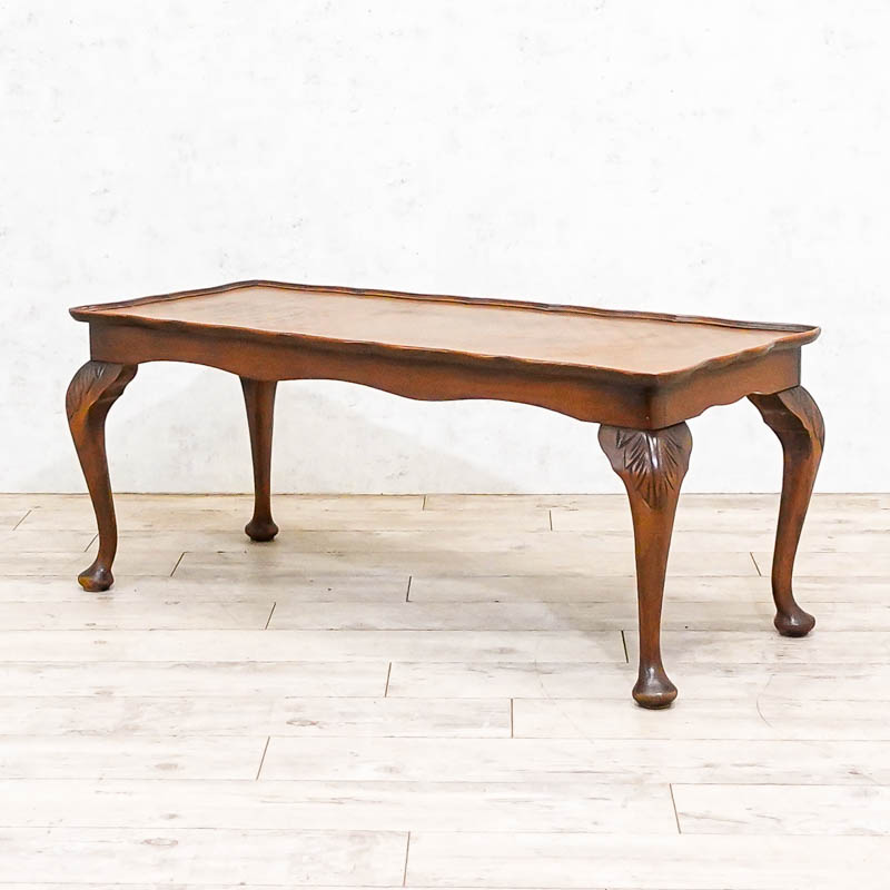 イギリス アンティーク 家具 コーヒーテーブル ガラストップ 猫脚