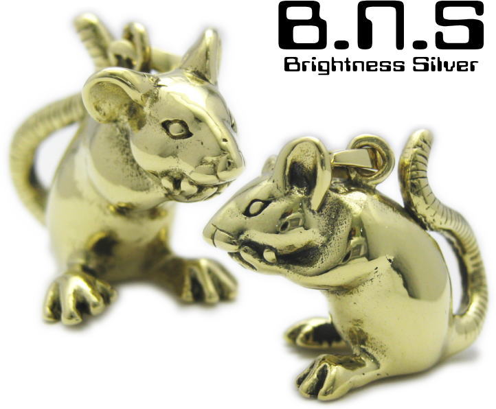 楽天市場】金色のねずみ マウスペンダント ブラス 真鍮 (ネックレス