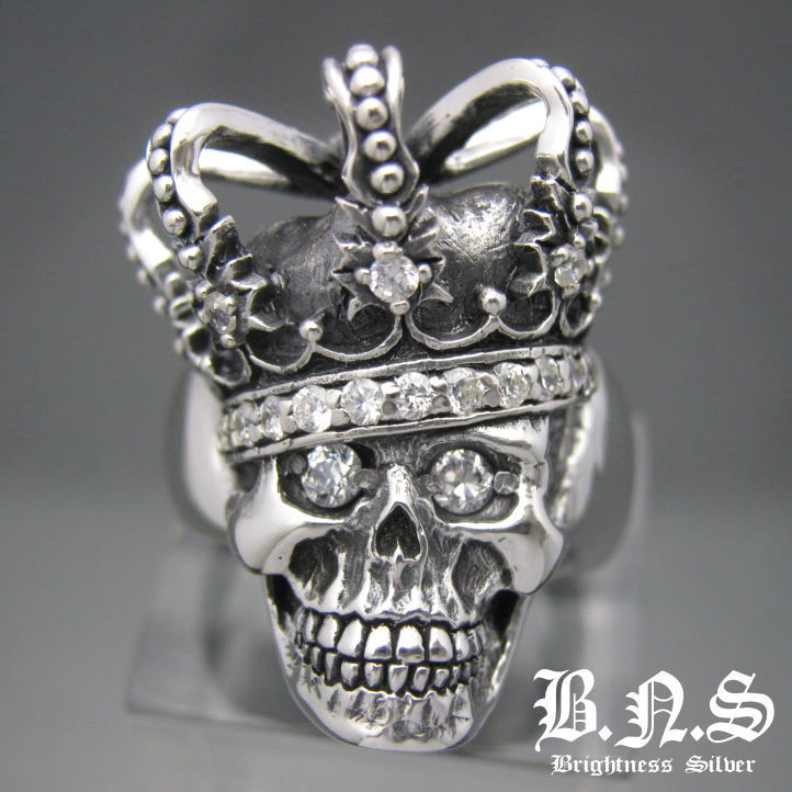 楽天市場】クラウンキングスカルリング3 シルバー925,ジルコニア王冠