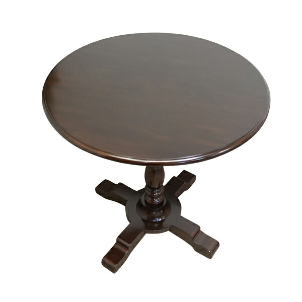 アンティーク調 コーヒーテーブル 猫脚 彫刻 花柄 ダークブラウン 円卓