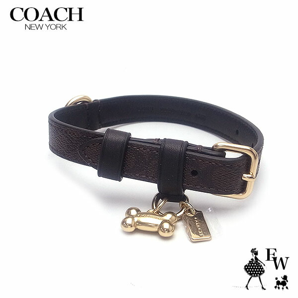 美品 COACH 小型犬用首輪 XS ピンク シグネチャー チャーム付き 【楽天