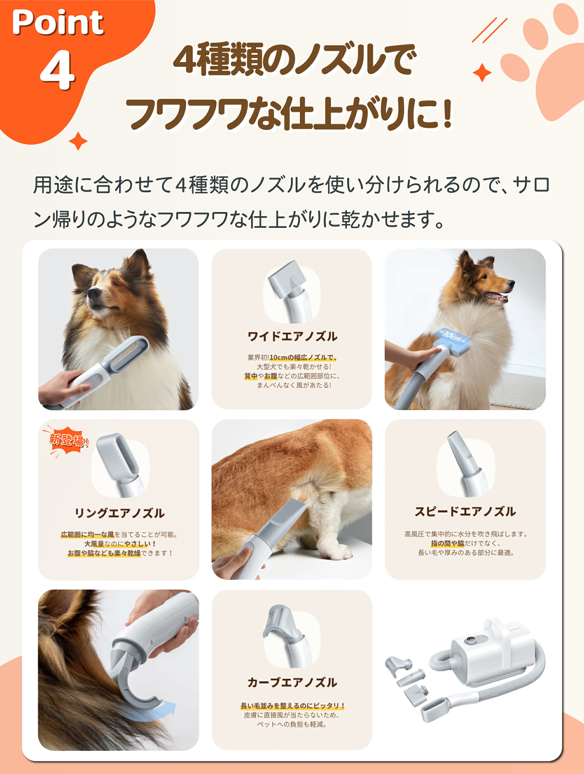 runpet ペット用ドライヤー ホワイト runpet ペット用ドライヤー