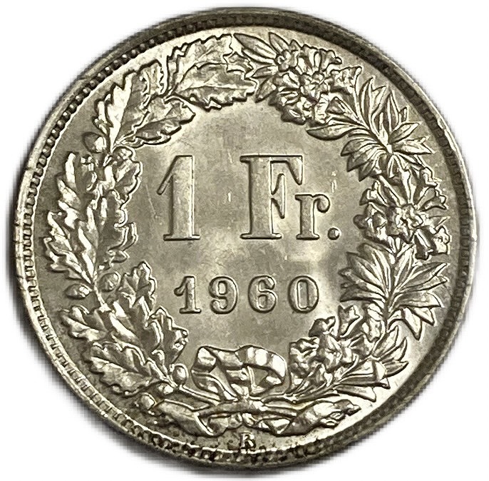 楽天市場】スイス 1 フラン 銀貨 未使用 1960年 外国 硬貨 コイン