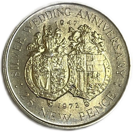 楽天市場】エリザベス女王 シルバーウェンディング記念 25ペンス 1972