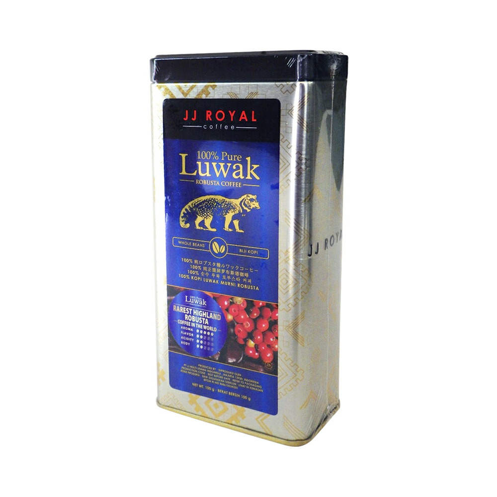 楽天市場】JJ Royal Coffee 100%純ロブスタ種 ルワックコーヒー豆 100g