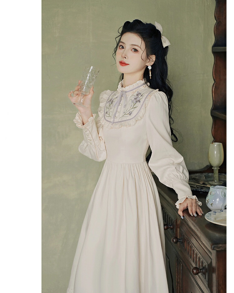 楽天市場】即納 レディースワンピース レトロ調ワンピース 刺繍 フリル